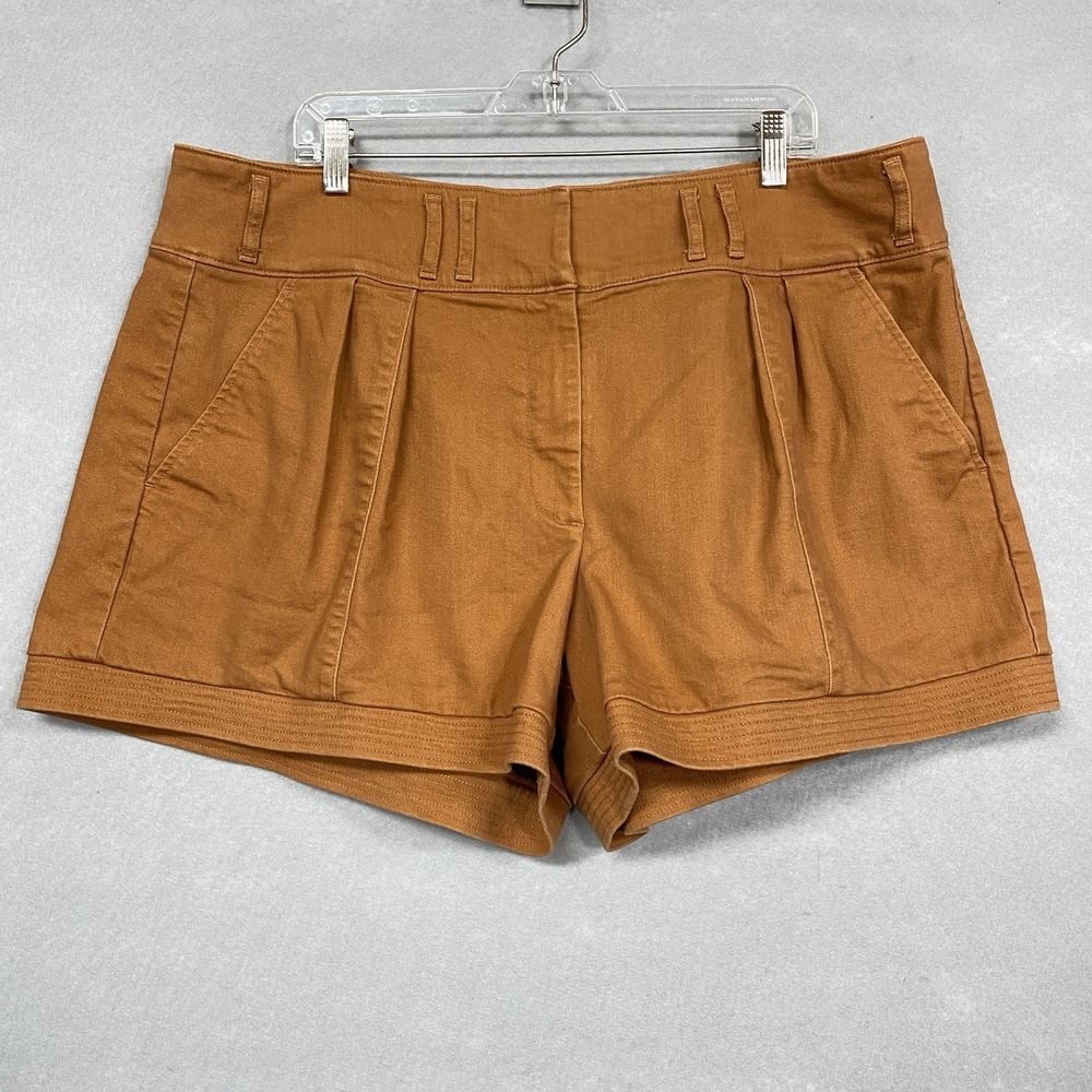 Ryegrass Women 16W Pleated Shorts Rust Tan Brown Earthy Boho Classic Stretch